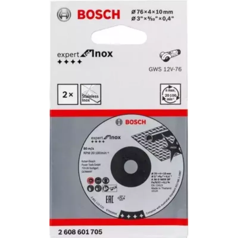 Bosch Expert for Inox šlifavimo diskai, 76 x 4 x 10 mm, 2 vnt.