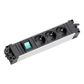 Bachmann STEP ALU 3-jų lizdų ilginimo laidų blokas su jungikliu, aliumininis korpusas, 3x AC lizdai, 230 V, 16 A, IP20