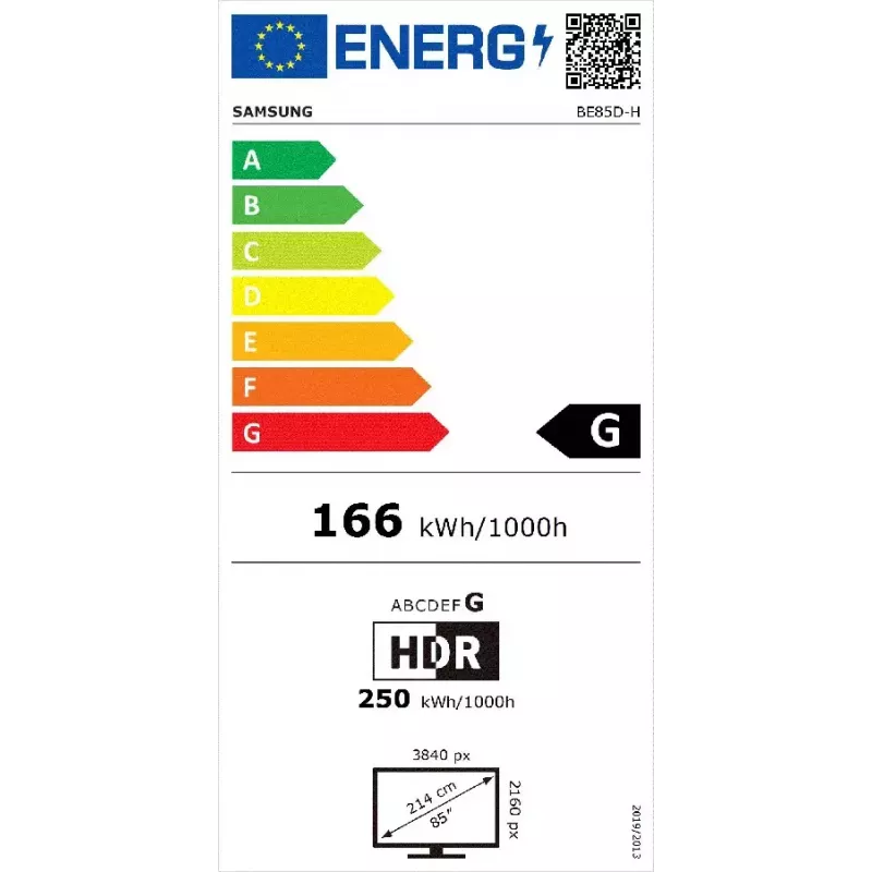 Samsung BE85D-H skaitmeninė reklamos plokštė 2,16 m (85 col.) LED Wi-Fi 4K Ultra HD juoda Tizen 16/7