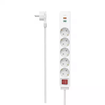 Hama 00223186 ilgintuvas 1.4 m 5 AC lizdai Baltas