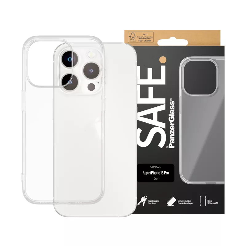 PanzerGlass SAFE. by ® TPU dėklas Skaidrus iPhone 15 Pro