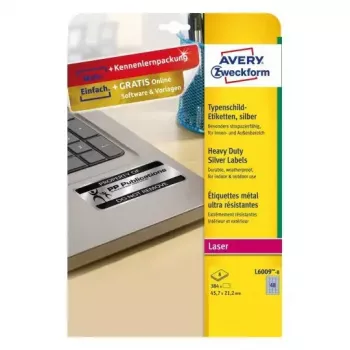 Lipnūs etiketės spausdintuvui Avery L6009-8 sidabrinės