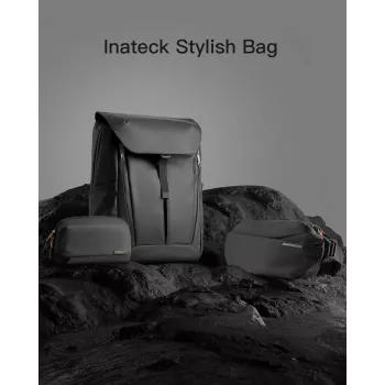 Inateck LB03014 pečių krepšys – unisex, poliesteris 900D, užtrauktuku, 4 L, juodas