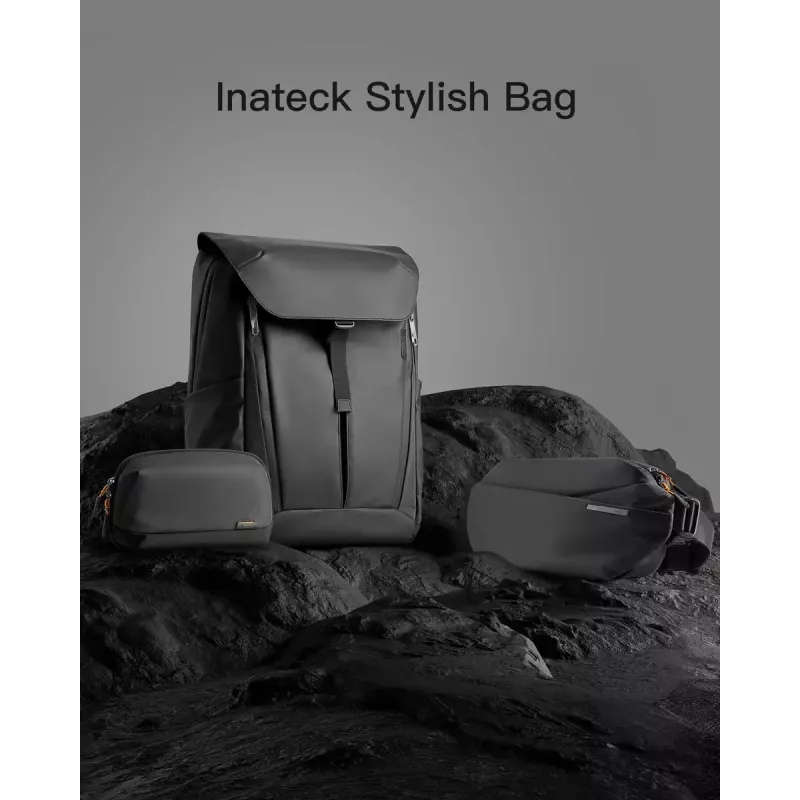 Inateck LB03014 pečių krepšys – unisex, poliesteris 900D, užtrauktuku, 4 L, juodas