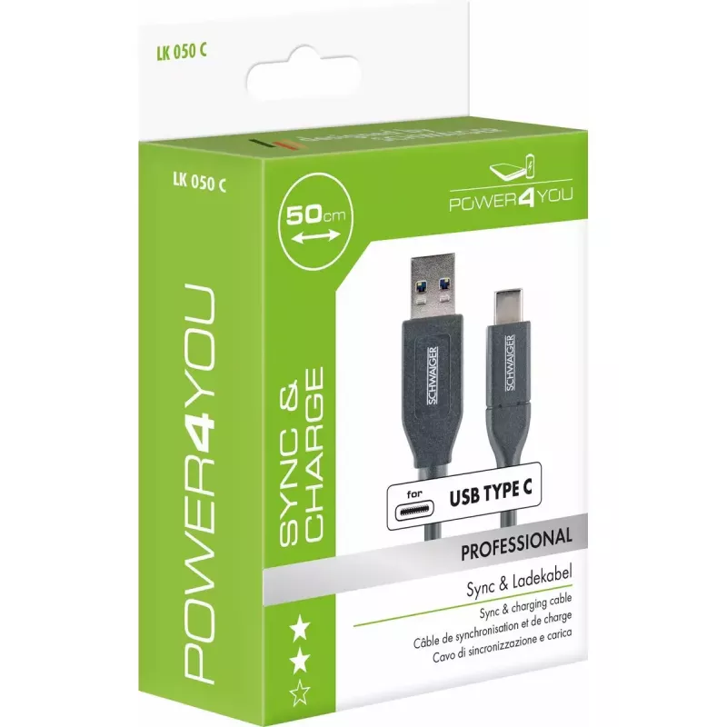 USB laidas Schwaiger LK 050 C USB 3.2 Gen 2 0,5 m USB A USB C juodas