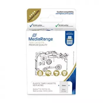 Plastikinė juostos kasetė MediaRange TZ-131 12mm juoda ant skaidrios