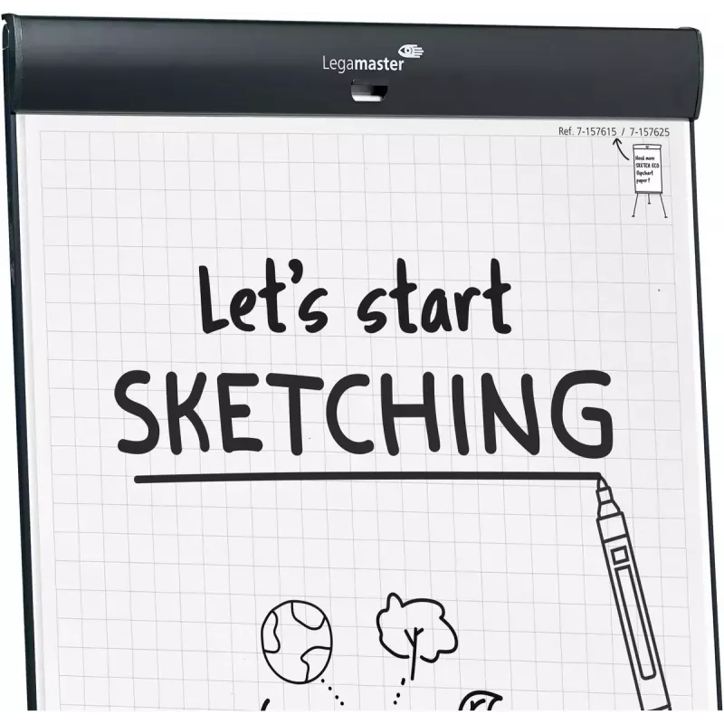 Legamaster SKETCH PRO mobilus flipchart su žvaigždiniu pagrindu ir 5 ratais