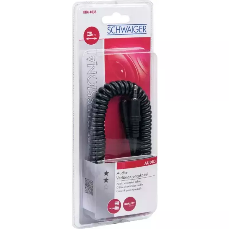 Prailginimo laidas ausinėms Schwaiger KHA4035 3m 3,5mm lizdas–kištukas juodas