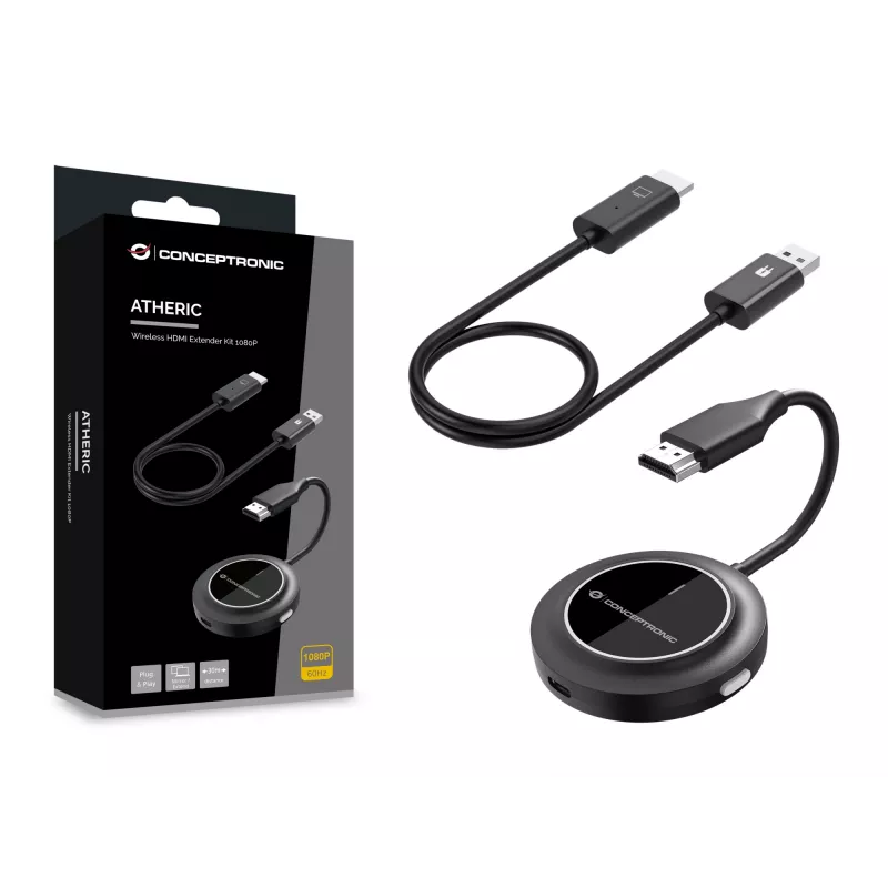 Belaidis HDMI siųstuvas-imtuvas CONCEPTRONIC ATHERIC02B — dongle, HDMI/USB, 1080p (1920x1080), USB maitinimas