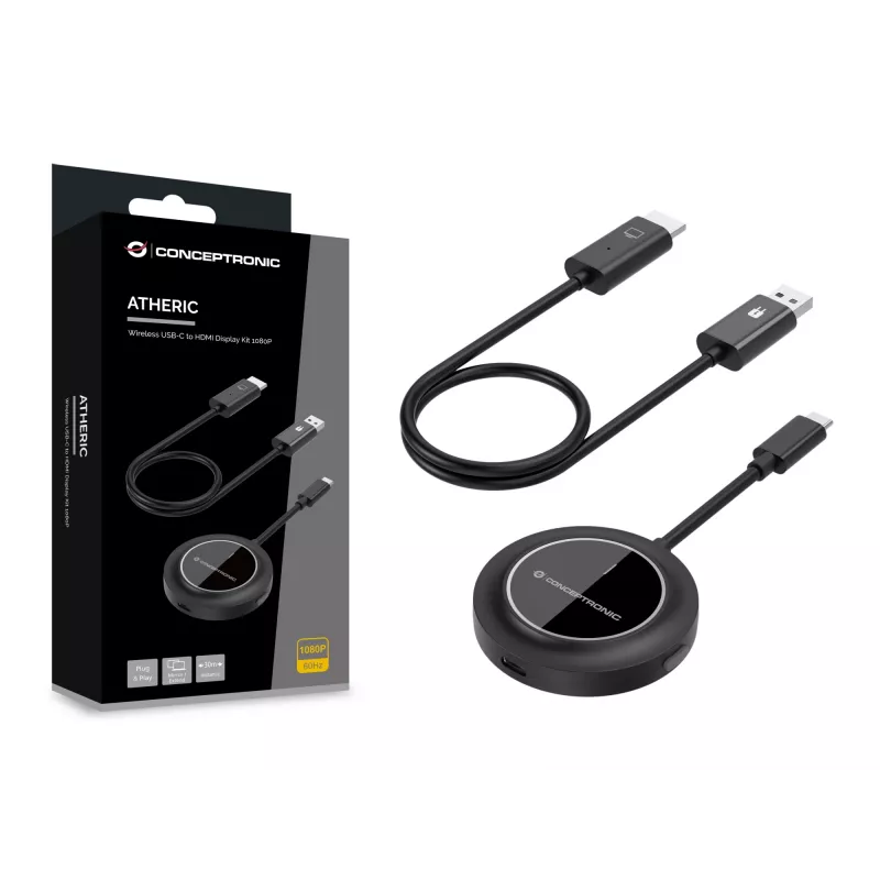 Conceptronic ATHERIC01B belaidis USB-C į HDMI vaizdo adapteris 1080p