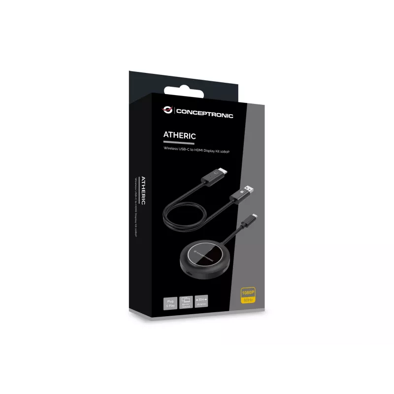 Conceptronic ATHERIC01B belaidis USB-C į HDMI vaizdo adapteris 1080p