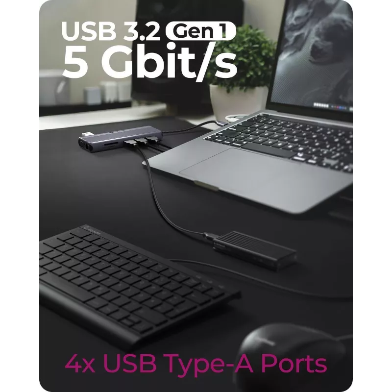 ICY BOX IB-DK4062-CPD Laidinė USB 3.2 Gen 1 (3.1 Gen 1) Type-C dokavimo stotelė, antracitinė