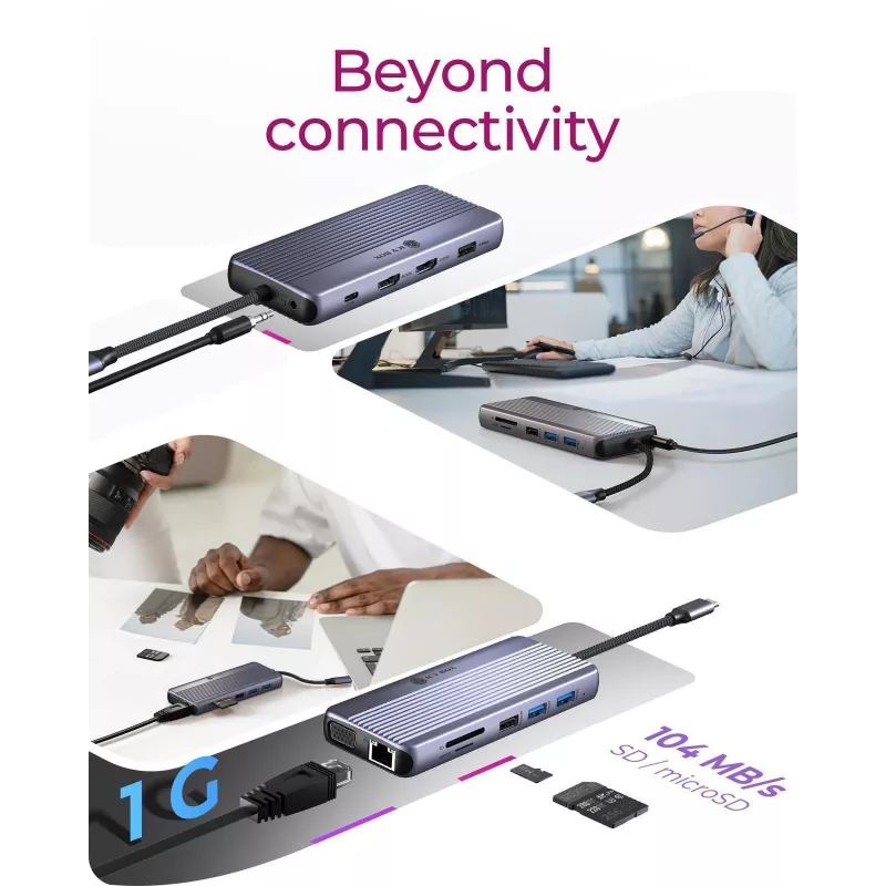 ICY BOX IB-DK4062-CPD Laidinė USB 3.2 Gen 1 (3.1 Gen 1) Type-C dokavimo stotelė, antracitinė