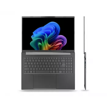 Nešiojamas kompiuteris Acer Aspire 16 AI A16-61M-R473 — 16 colių WUXGA+ OLED, AMD Ryzen AI 5 330 3.4 GHz, 16 GB LPDDR5x, 512 GB SSD, Windows 11 Home, Pilka