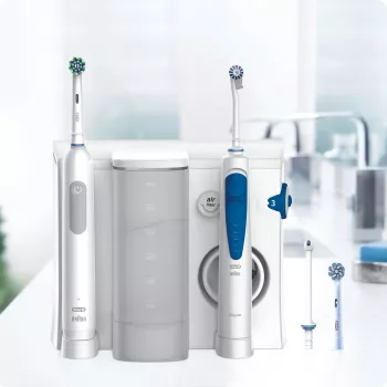 Oral-B Idropulsore Health Center suaugusiųjų sukamoji-osciliuojanti dantų šepetėlis, mėlyna, balta