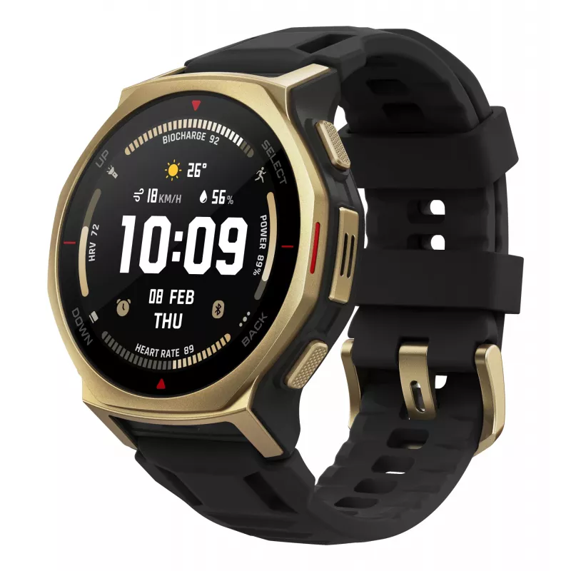 Amazfit T-rex 3 Pro 3,35 cm (1,32 colio) AMOLED 44 mm Skaitmeninis 466 x 466 pikselių Liečiamas ekranas Auksinis Wi-Fi GPS (palydovas)