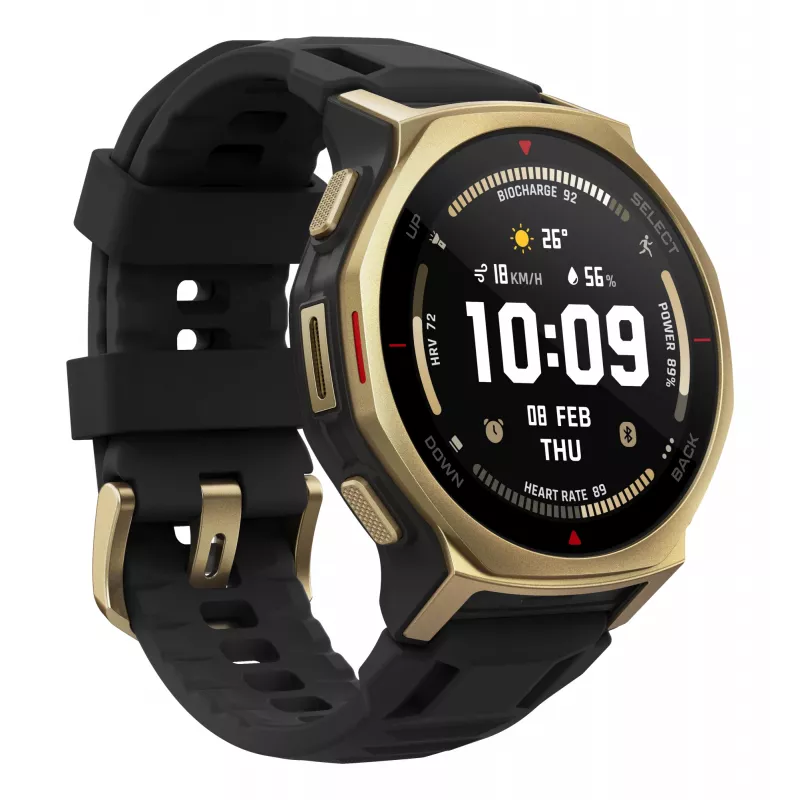 Amazfit T-rex 3 Pro 3,35 cm (1,32 colio) AMOLED 44 mm Skaitmeninis 466 x 466 pikselių Liečiamas ekranas Auksinis Wi-Fi GPS (palydovas)