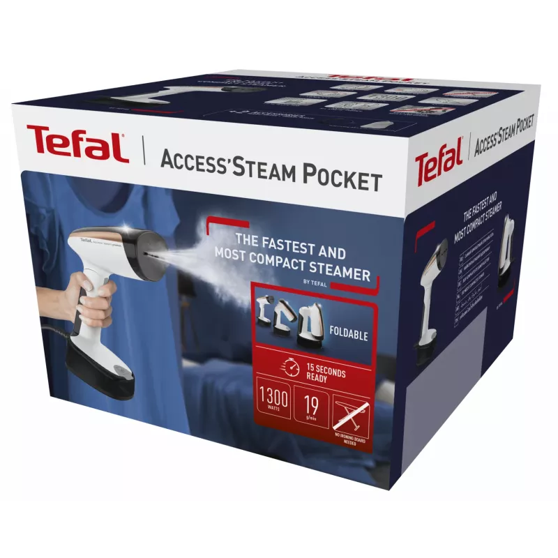 Tefal DT3030 Rankinis drabužių garintuvas 0,12 L 1300 W Juoda, Rožinis auksas, Balta