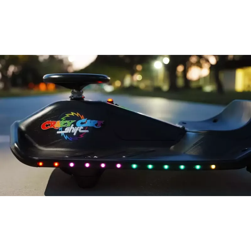 Elektrinis driftinis kartas Razor CRAZY CART Shift Lightshow – įkraunama ličio baterija, LED šviesų šou, 13 km/h, 40 min