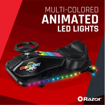 Elektrinis driftinis kartas Razor CRAZY CART Shift Lightshow – įkraunama ličio baterija, LED šviesų šou, 13 km/h, 40 min