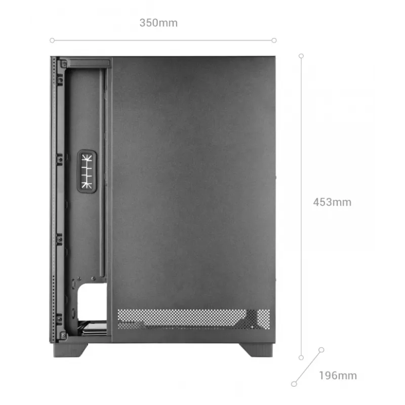 Korpusas TACENS MARS MC-PULSAR LCD ATX Midi Tower, grūdintas stiklas, priekinis LCD, USB-C, palaiko GPU 33,2 cm