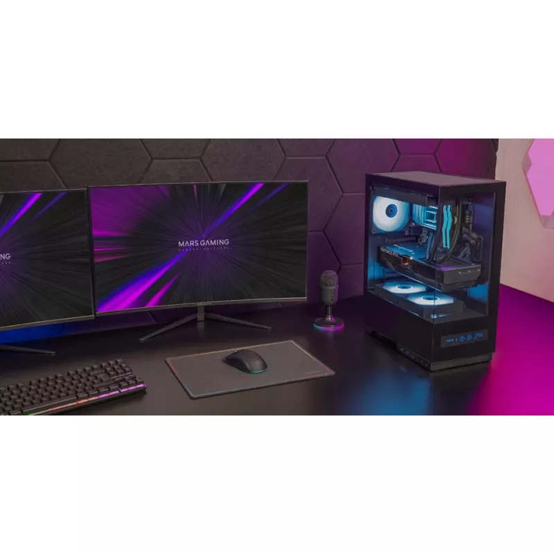 Korpusas TACENS MARS MC-PULSAR LCD ATX Midi Tower, grūdintas stiklas, priekinis LCD, USB-C, palaiko GPU 33,2 cm