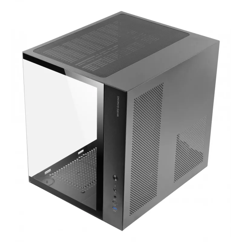 PC korpusas TACENS Mars Gaming MCV-ONE Midi Tower — Juodas, ATX/Micro-ATX/Mini-ITX, grūdintas stiklas, palaiko 120 mm ventiliatorius