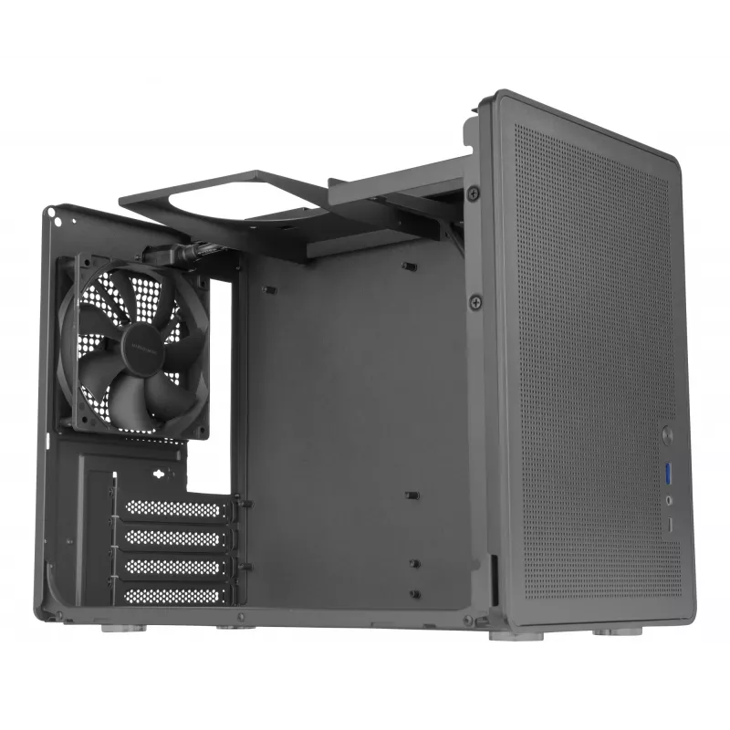 PC Mini Tower korpusas TACENS Mars Gaming MC-XPRO — Mini-ITX/Micro-ATX, SFX maitinimo šaltinio palaikymas, tinklelis, juodas, 120 mm ventiliatoriai