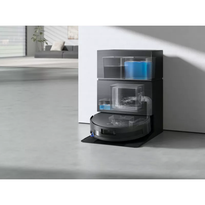 Robotinis dulkių siurblys ir šluostė Ecovacs Deebot X11 Pro Omni – juodas, Li‑Ion 6400 mAh, 206 min veikimo laikas, 0,22 L dulkių talpa, bazinė stotis 2,5 L