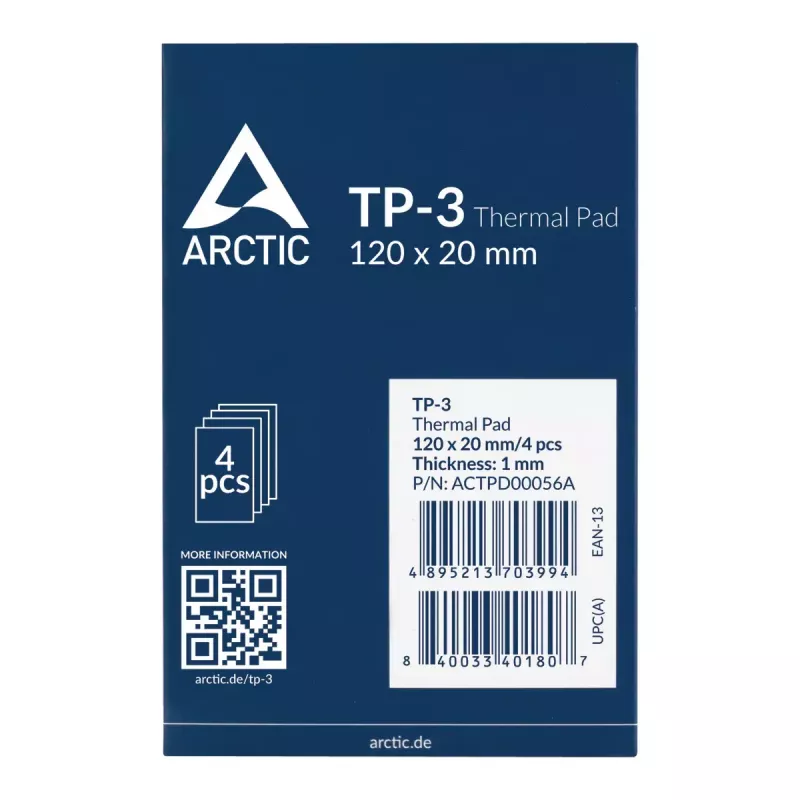 ARCTIC TP-3 Premium našumo termo pagalvėlė 120 x 20 mm, 1 mm