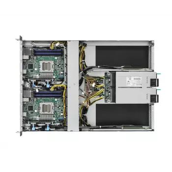Serverio barebone ASRock 1U2N2G-AM5/2T — LGA 1718, DDR5 iki 48 GB, 10Gb Ethernet, Aspeed AST2600, 1600 W maitinimo šaltinis