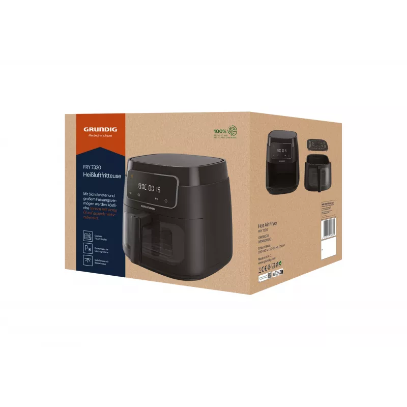 Grundig FRY 7320 Karšto oro gruzdintuvė 7.6 L 1900 W Juoda