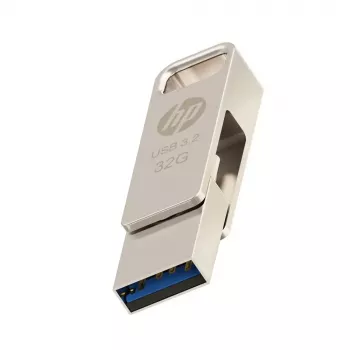 USB atmintinė HP x206C 32 GB, USB Type-A / Type-C, USB 3.2 Gen 1, sukama, sidabrinė