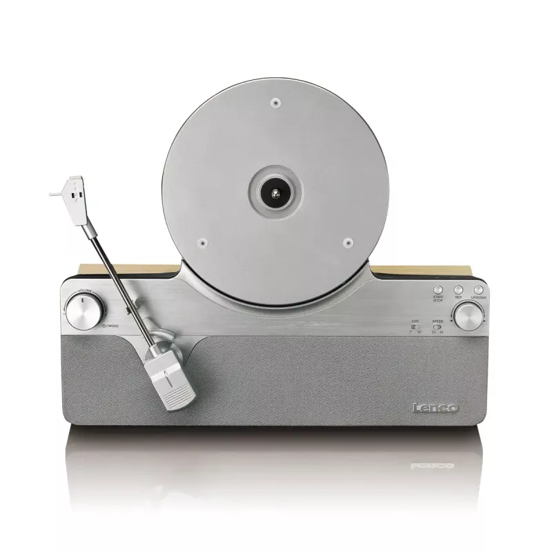 Patefonas Lenco LSA-071SI, pilnai automatinis, pilka spalva, Bluetooth, 3,5 mm, 10 W