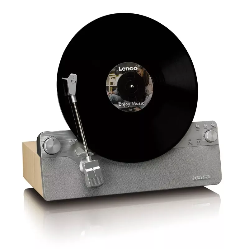 Patefonas Lenco LSA-071SI, pilnai automatinis, pilka spalva, Bluetooth, 3,5 mm, 10 W