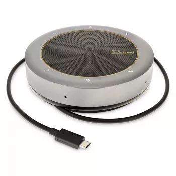 „StarTech.com“ USB-C garsiakalbio ir dokų stotelė su mikrofono funkcija, mini nešiojamas konferencinis garsiakalbis ir garso dokas, USB-C į VGA/4K HDMI, 2x USB-A šakotuvas, mikrofonas/garsiakalbis, skirta „Teams“/„Zoom“/programiniams telefonams
