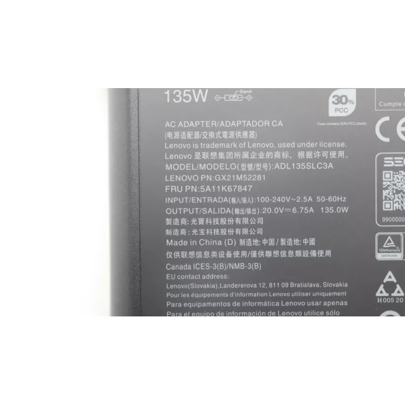 Lenovo 5A11K67847 maitinimo adapteris / keitiklis 135 W juodas