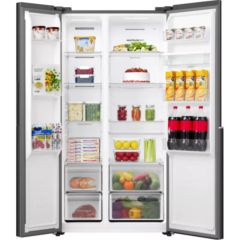 Gorenje Šaldytuvas Šaldiklis Side by Side NRS917E41BXWD, Laisvai Pastatomas, Amerikietiškos Durys, Juodas, 2 Durys, Liečiamas, LED