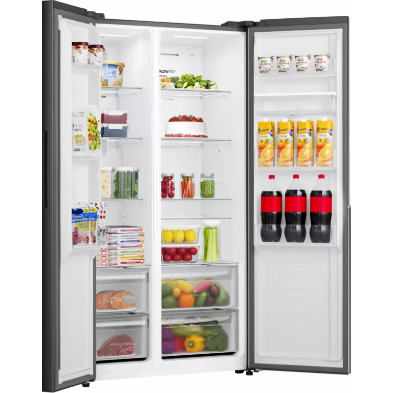 Gorenje Šaldytuvas Šaldiklis Side by Side NRS917E41BXWD, Laisvai Pastatomas, Amerikietiškos Durys, Juodas, 2 Durys, Liečiamas, LED