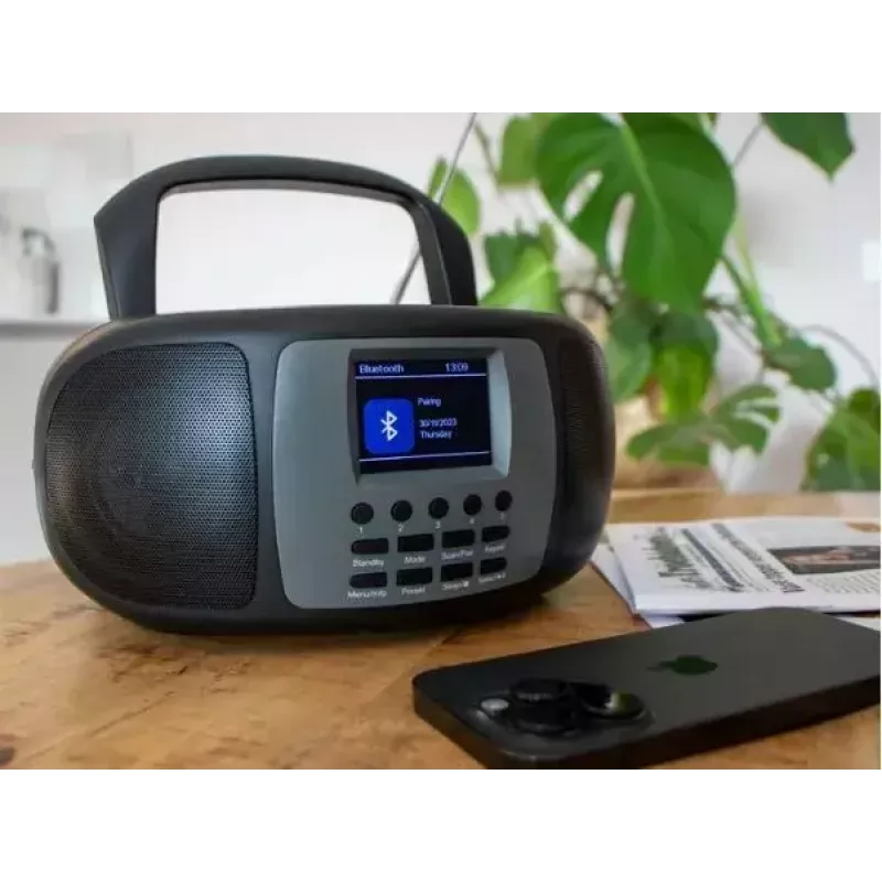 Nešiojamas DAB+/FM radijas Lenco SCD-860 su Bluetooth, CD grotuvu, 2,4 colio TFT ekranu, 2×2W, AUX, baterija/maitinimas