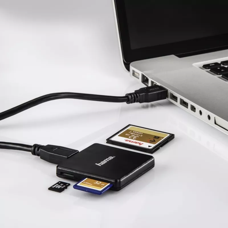 Hama USB 3.0 kelių kortelių skaitytuvas SD/microSD/CF, juodas