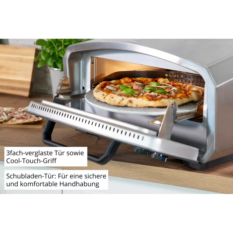 Unold Pizzaofen Enzo 68916 – elektrinė picos krosnelė, 1 pica, 2100 W, nerūdijantis plienas