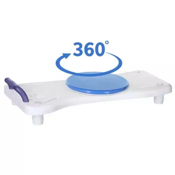 Vonios suoliukas ActionMed LW400AM 2-in-1 su pasukamu diskeliu, baltas, atsparus drėgmei, ergonomiška sėdynė, pakabinimo anga