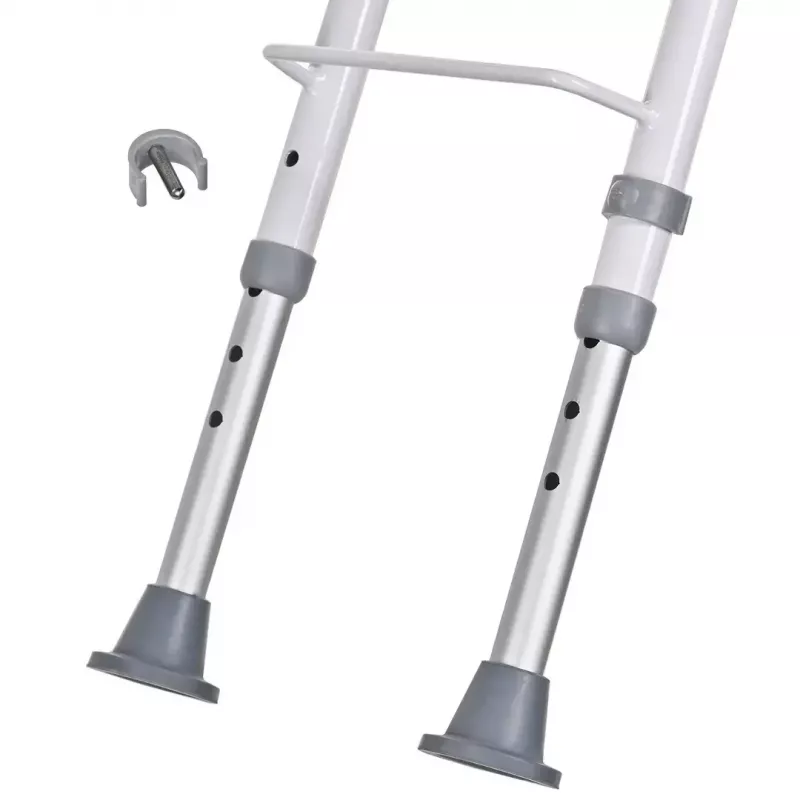 Sieninė sulankstoma dušo kėdė ActionMed KP600AM – balta, ergonomiška sėdynė, reguliuojamos neslystančios kojelės, 3 kg