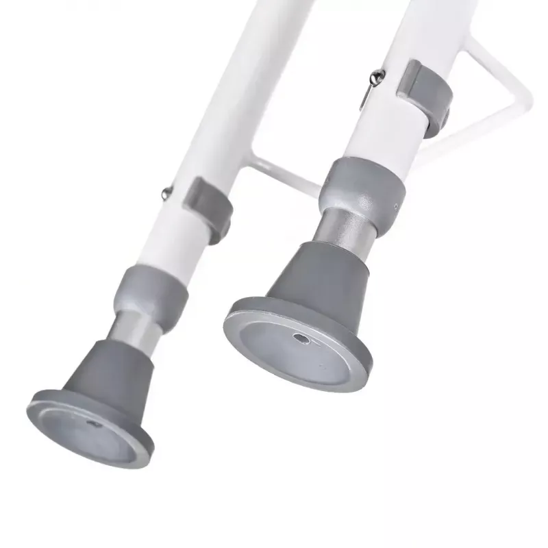 Sieninė sulankstoma dušo kėdė ActionMed KP600AM – balta, ergonomiška sėdynė, reguliuojamos neslystančios kojelės, 3 kg