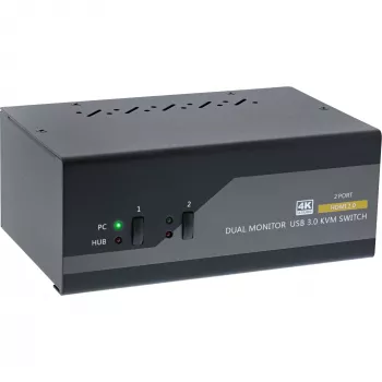 KVM jungiklis InLine 62652I 2 prievadų dviejų monitorių HDMI 4K USB 3.0 garsas