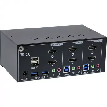 KVM jungiklis InLine 62652I 2 prievadų dviejų monitorių HDMI 4K USB 3.0 garsas