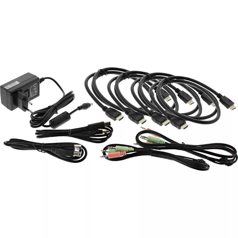 KVM jungiklis InLine 62652I 2 prievadų dviejų monitorių HDMI 4K USB 3.0 garsas