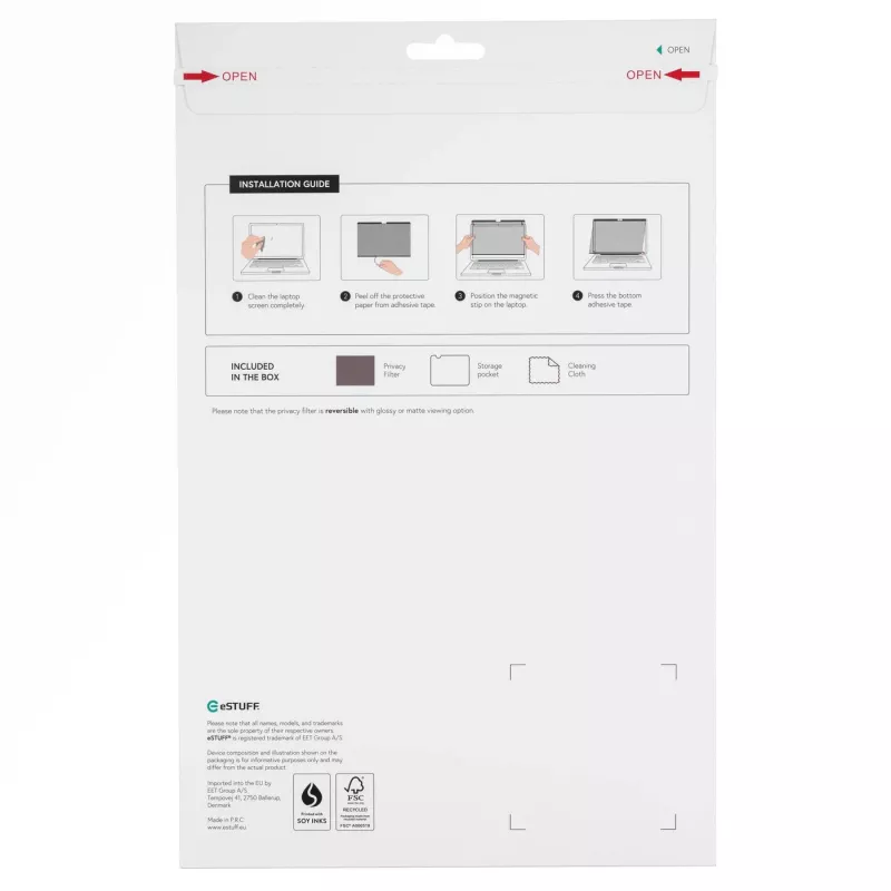eSTUFF GLBMMB16-21 privatumo filtras 40,6 cm (16 colių) nešiojamam kompiuteriui su rėmeliu