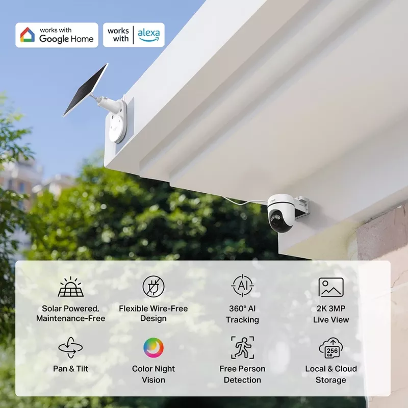 TP-Link Tapo C610 KIT Saulės energija varoma apsaugos kamera su 360° vaizdu